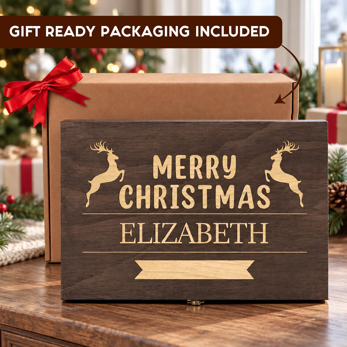 Personalized Wooden Keepsake Box, Custom Engraved Memory Box with Lid