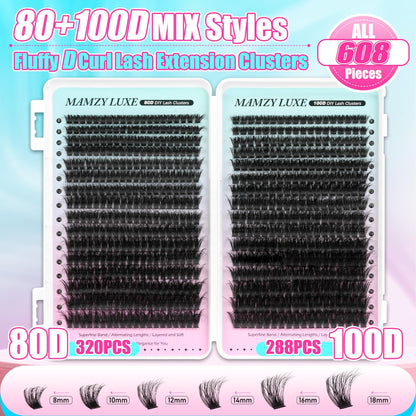 Lash Clusters Wispy 60D Eyelash Clusters 10-18mm Fluff Cluster Eyelash Extensions D Curl No Plastic Feel Individual Lashes Extension 240 Pcs Versatile False Eyelashes Clusters