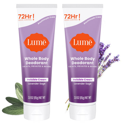 Lume Whole Body Deodorant - Cream Tube - 3 oz, 2 pk (Soft Powder)