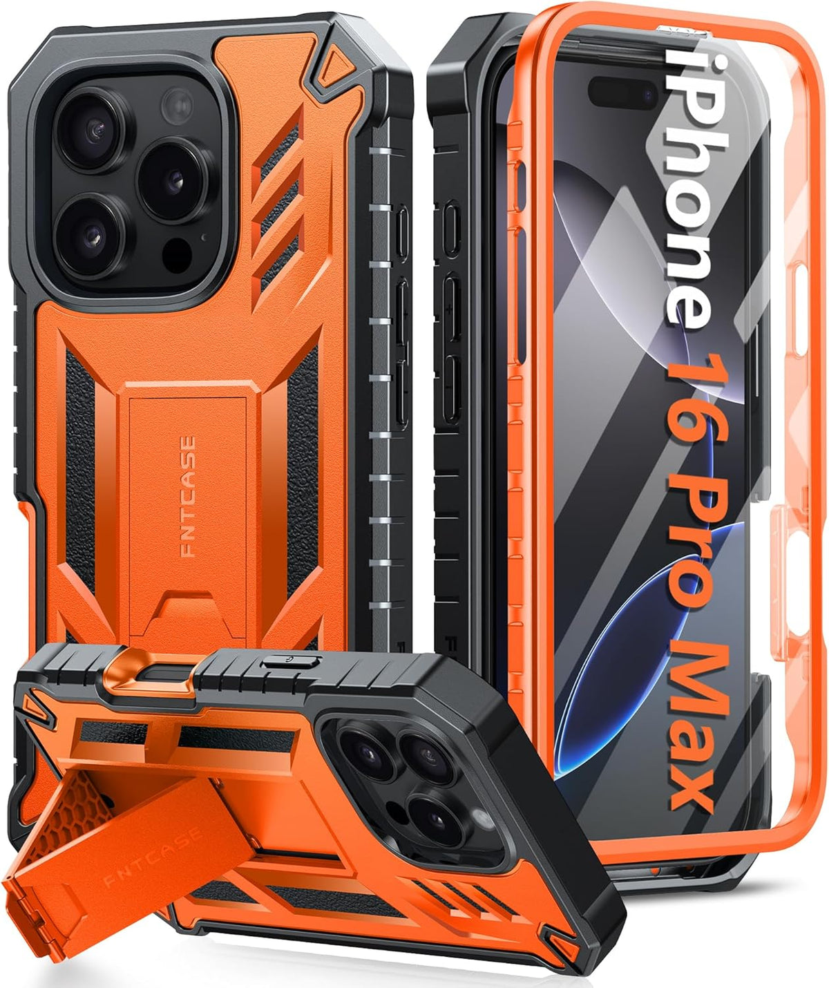 FNTCASE for iPhone 16 Case with Belt Clip and Built-in Screen Protector