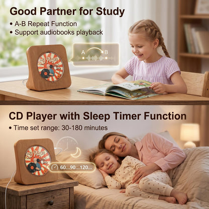 Gueray CD Player Portable Bluetooth Desktop CD Player for Home (Black)