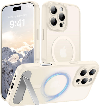 Magnetic Compatible with iPhone 16 Case, [Built-in Kickstand][Full Camera Protection][Compatible with MagSafe][Anti-Fingerprint] Shockproof Phone Case for iPhone 16 6.1",Brown