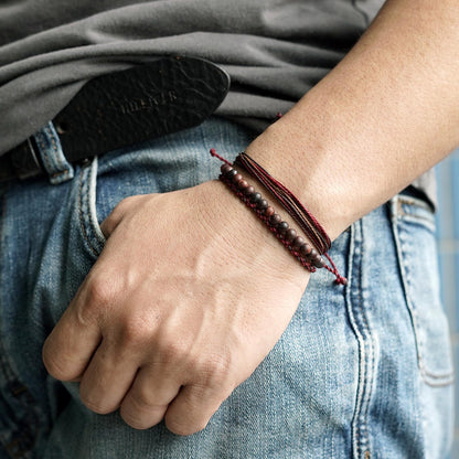 Mezcla Vida Handmade Natural Stone Beaded Healing Bracelet Gift for Men Adjustable Rope String Bracelet