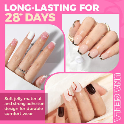 UNA GELLA Short Sharp Square Nail Tips 504pcs X-Soft Flat Square Nails