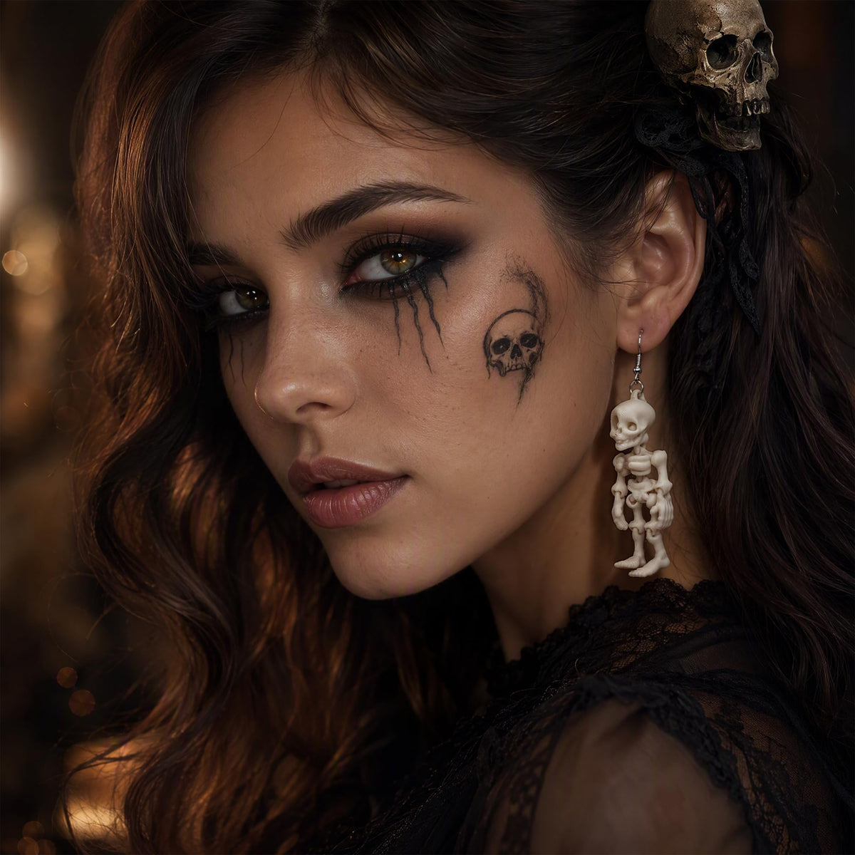 Halloween 3D Skeleton Skull Earrings BOO Ghost Earrings for Women