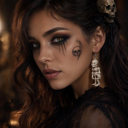 Halloween 3D Skeleton Skull Earrings BOO Ghost Earrings for Women