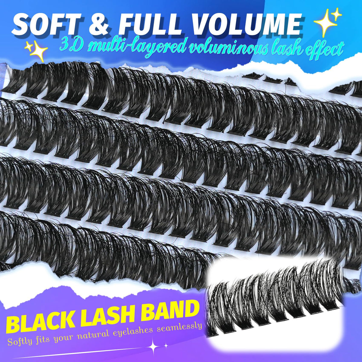 Lash Clusters Wispy 60D Eyelash Clusters 10-18mm Fluff Cluster Eyelash Extensions D Curl No Plastic Feel Individual Lashes Extension 240 Pcs Versatile False Eyelashes Clusters