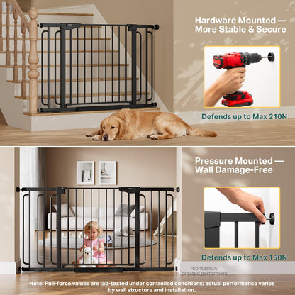 Cumbor 29.7-51.5 in Extra Wide Baby Gate for Stairs, Dog Gate Indoor Black