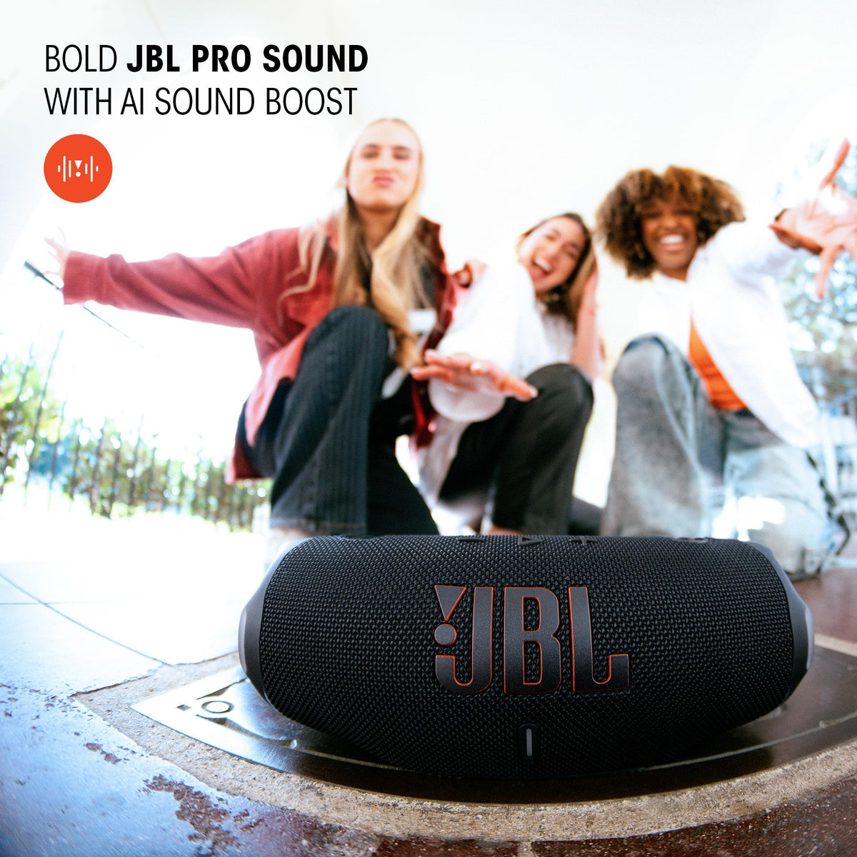 JBL Charge 6 Portable Waterproof Speaker with Powerbank and Strap - Black (Renewed)