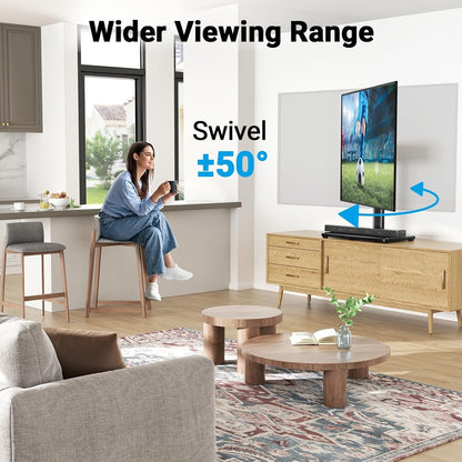 PERLESMITH Universal Swivel TV Stand for 32-75 inch TVs to 99lbs with Legs
