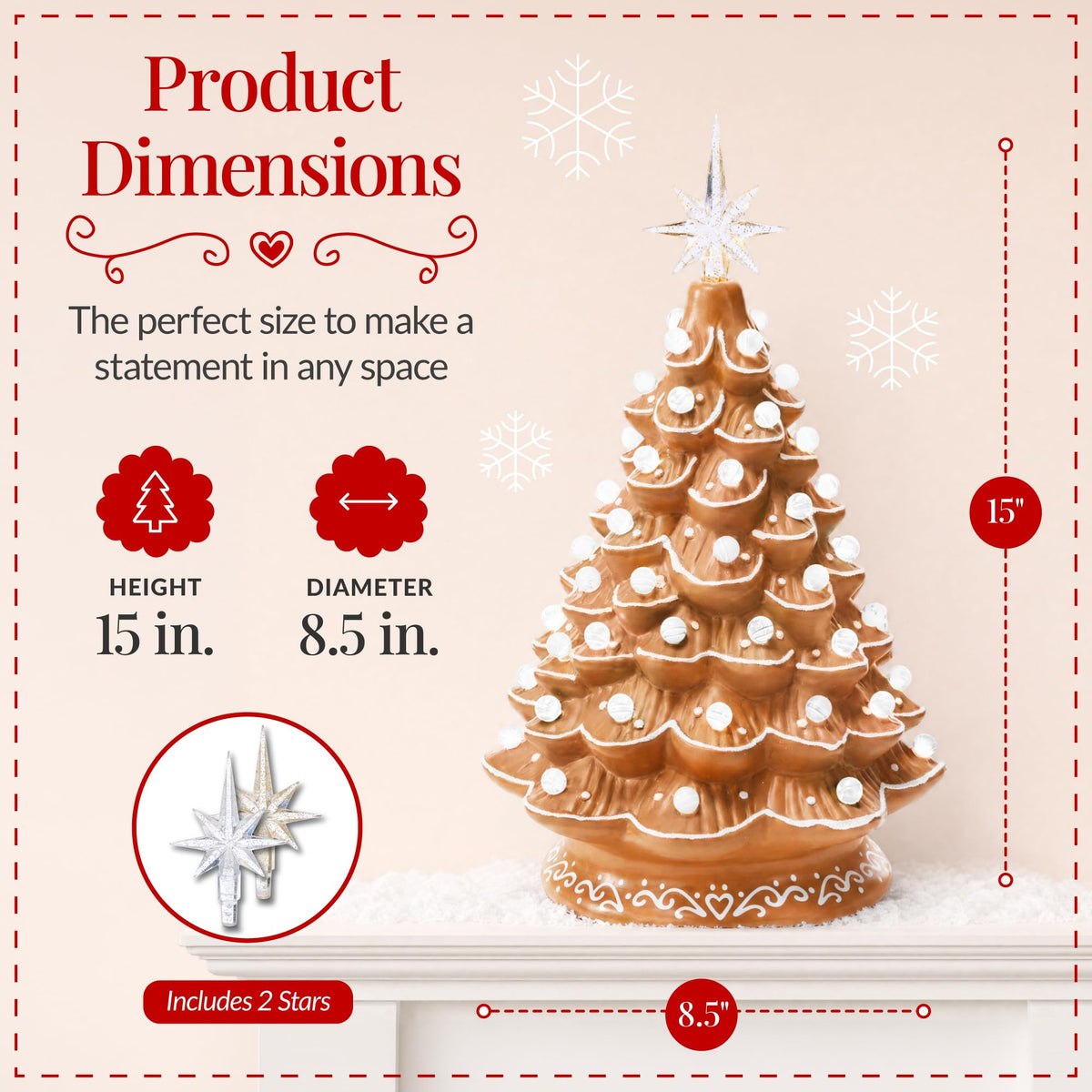 Best Choice Products 15in Ceramic Christmas Tree, Pre-lit Hand-Painted Tabletop Holiday Tree, Star Topper, 64 Lights - Green w/Multicolored Bulbs