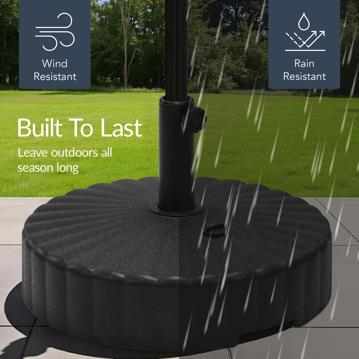 Best Choice Products Fillable Umbrella Base Stand Round Sunburst Plastic Patio Umbrella Base Stand, Pole Holder for Outdoor, Lawn w/ 55lbs Weight Capacity, Adjustment Knob