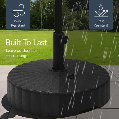 Best Choice Products Fillable Umbrella Base Stand Round Sunburst Plastic Patio Umbrella Base Stand, Pole Holder for Outdoor, Lawn w/ 55lbs Weight Capacity, Adjustment Knob