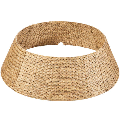 Best Choice Products 36in Christmas Tree Collar, Woven Hyacinth 3-Piece Holiday Rattan Tree Skirt Accessory for Home w/Cord Cut-Out - Chestnut