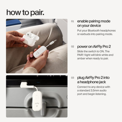 Twelve South AirFly SE, Bluetooth Wireless Audio Transmitter Adapter, White