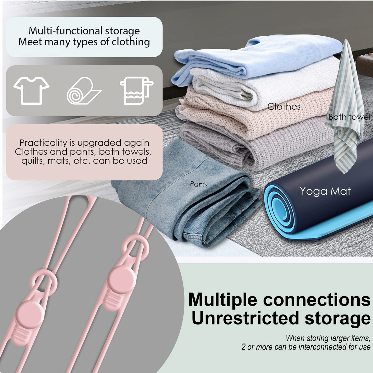 Silicone Cable Ties, Cord Organizer Cable Management,2Sizes-Grey