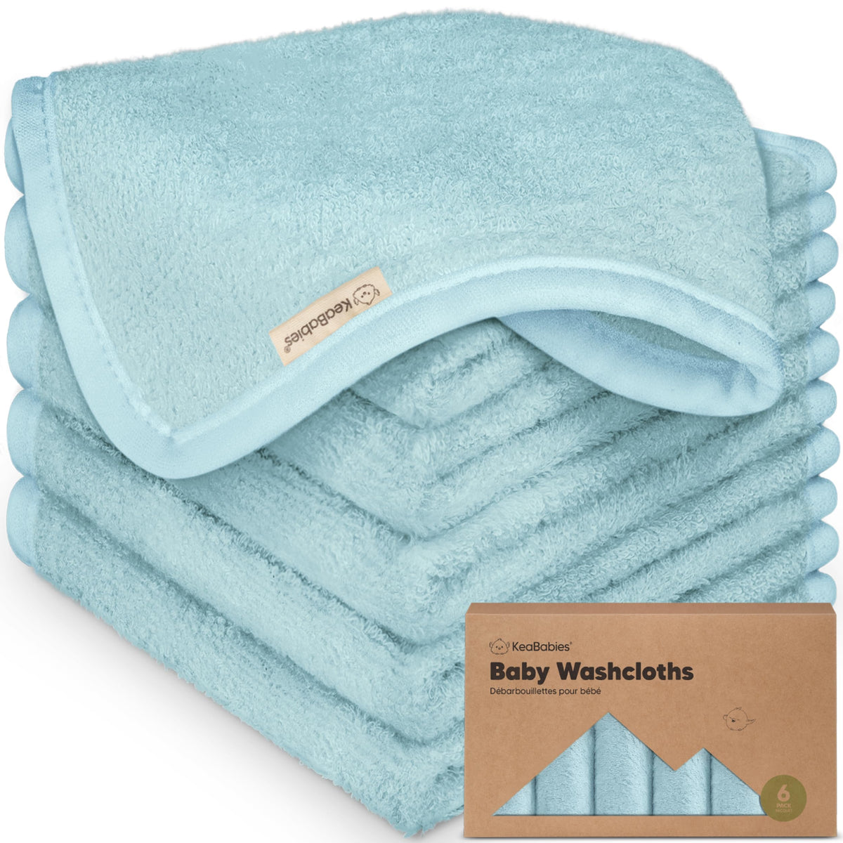 6-Pack Baby Washcloths, Soft Absorbent Washcloths for Face, Body (White)