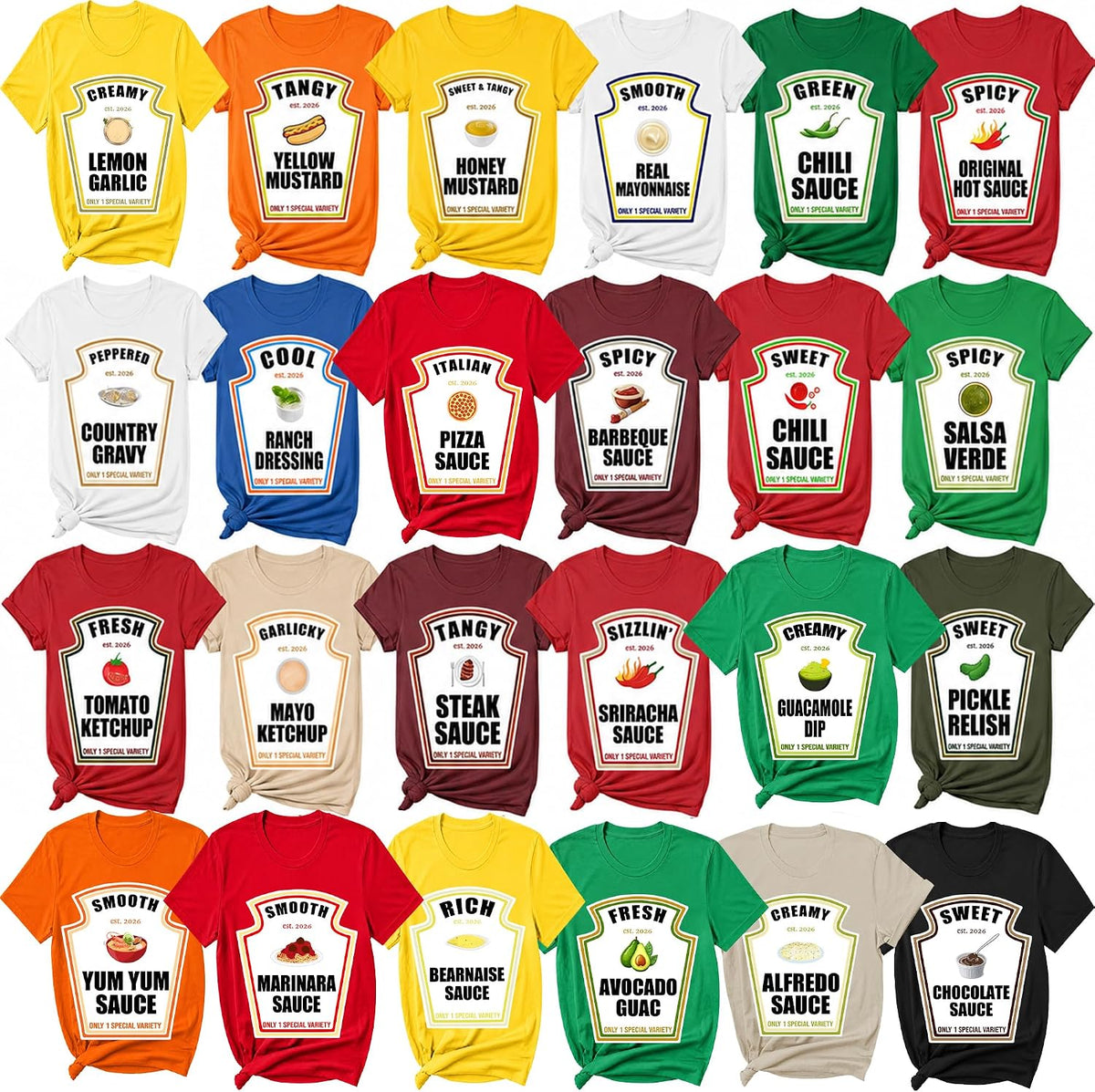 Halloween Family Shirt Matching Condiments Costume Tshirt Tomato Ketchup Yellow Mustard Hot Spicy Sauce Halloween Group Shirt