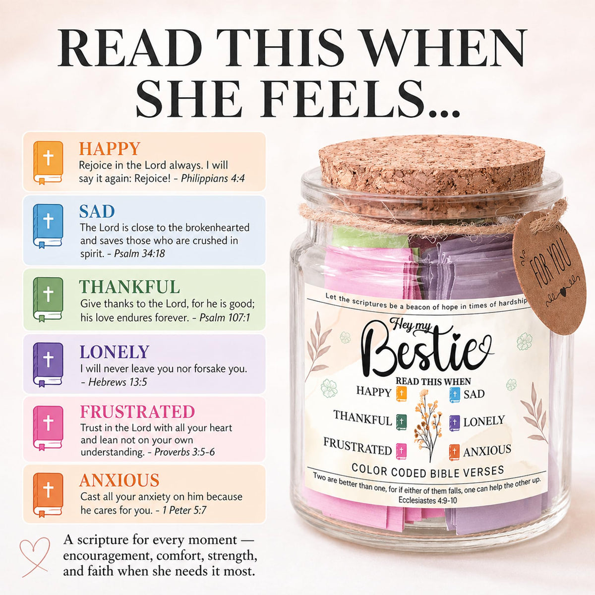 Read This When Bible Verses Jar – Birthday Gifts for Women, Christian Gifts, Christmas Gift for Women, Gift for Mom from Daughter