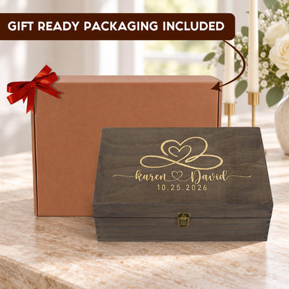 Personalized Wooden Keepsake Box, Custom Engraved Memory Box with Lid
