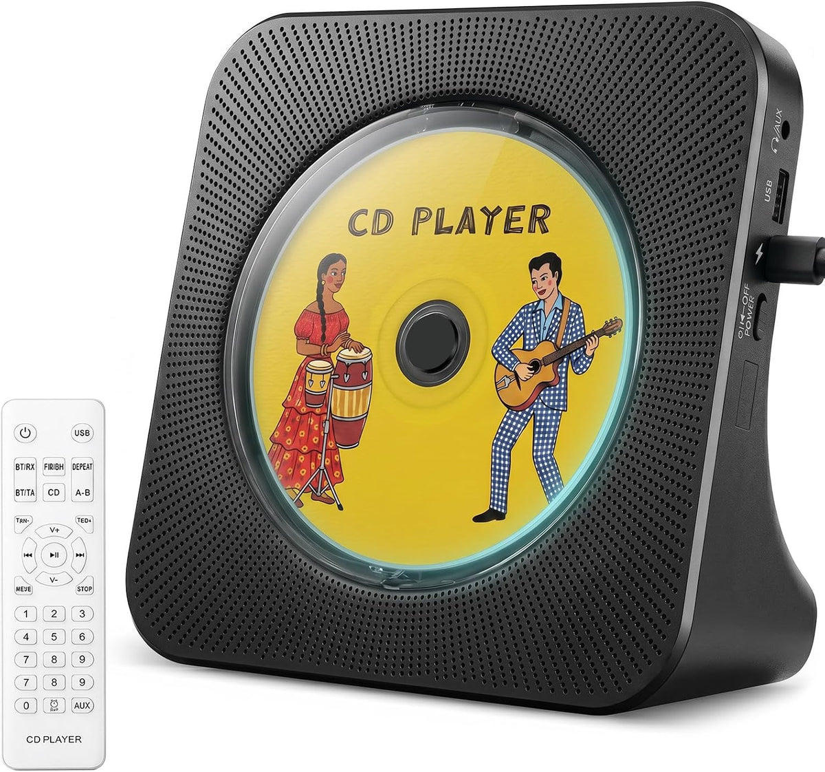 Gueray CD Player Portable Bluetooth Desktop CD Player for Home (Black)