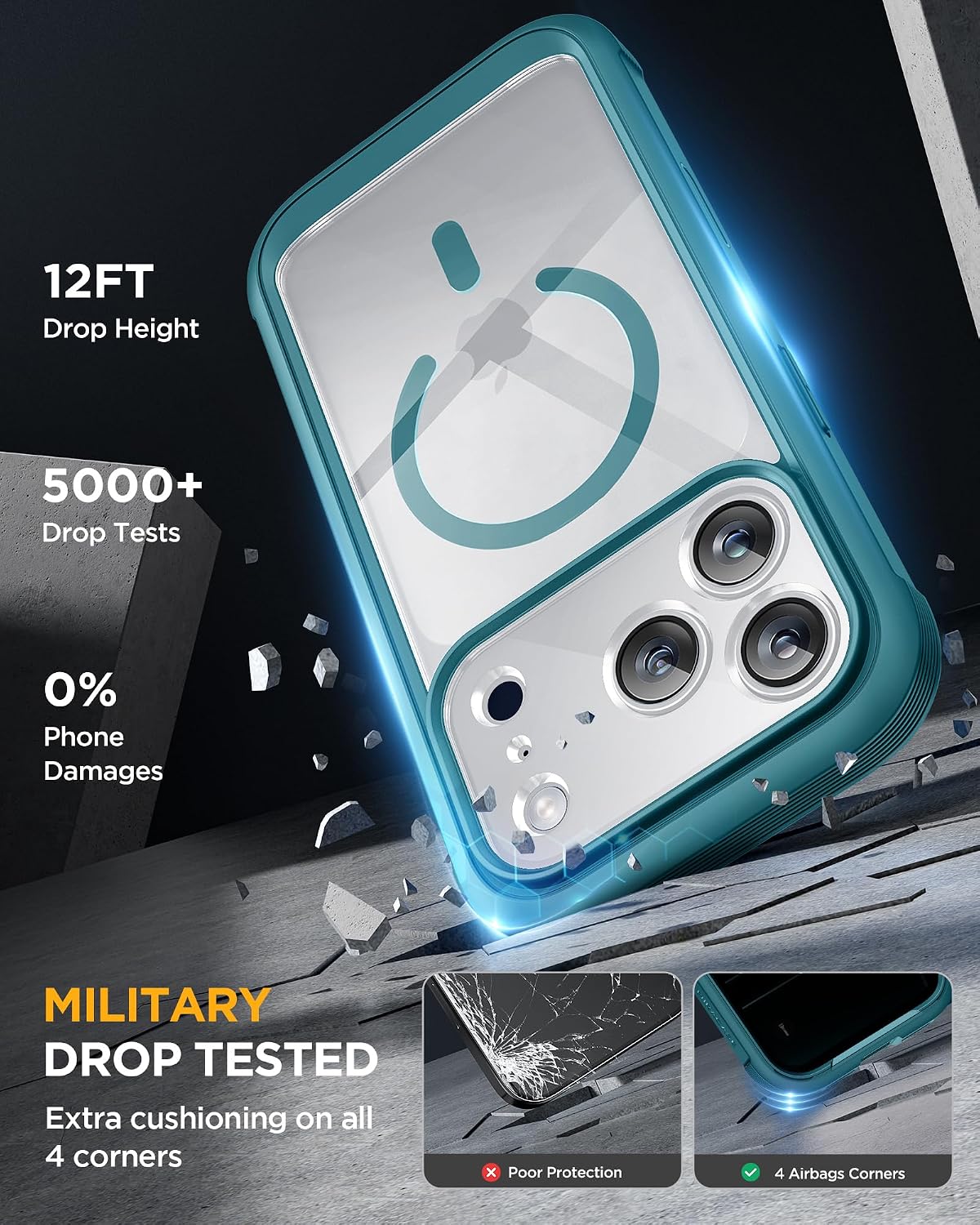 Miracase for iPhone 17 Pro Privacy Series Case, Magsafe, Deep Blue