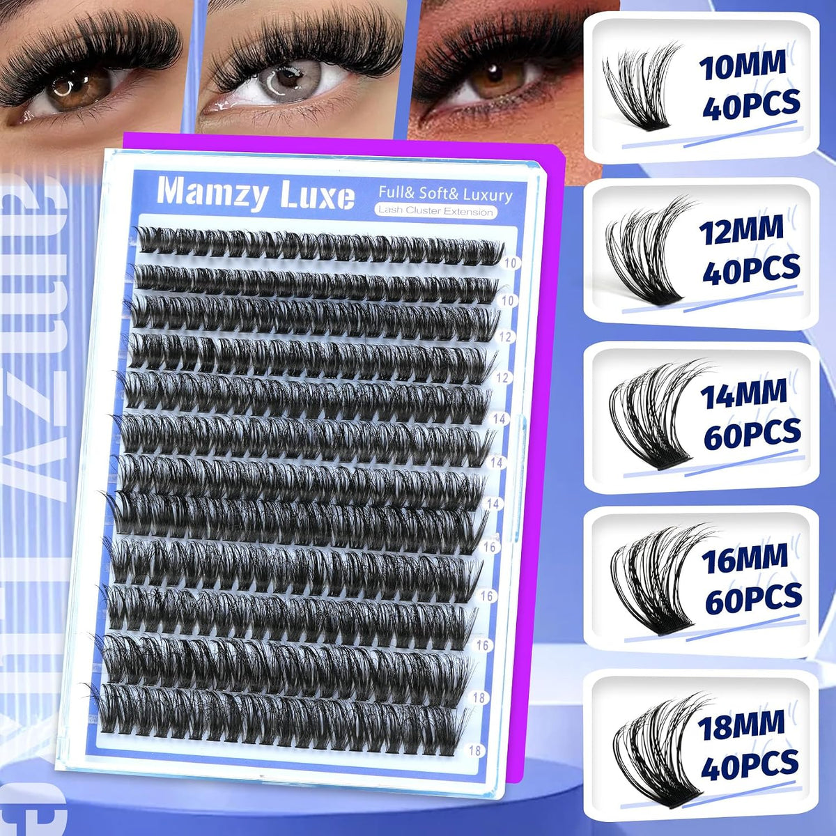 Lash Clusters Wispy 60D Eyelash Clusters 10-18mm Fluff Cluster Eyelash Extensions D Curl No Plastic Feel Individual Lashes Extension 240 Pcs Versatile False Eyelashes Clusters