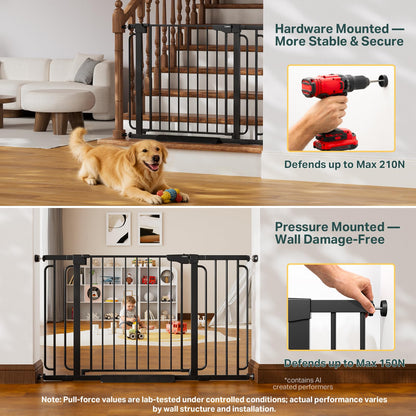 Cumbor 29.7-51.5 in Extra Wide Baby Gate for Stairs, Dog Gate Indoor Black