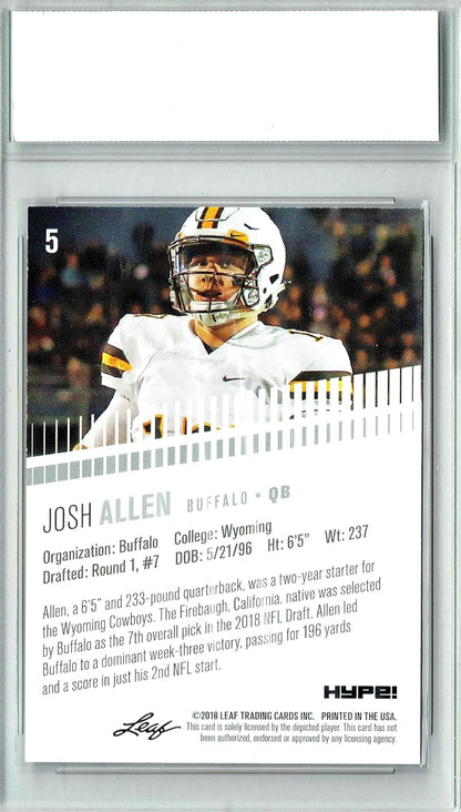 Josh Allen Rookie Card 2018 Leaf HYPE! Only 5k Made #5 PGI 10