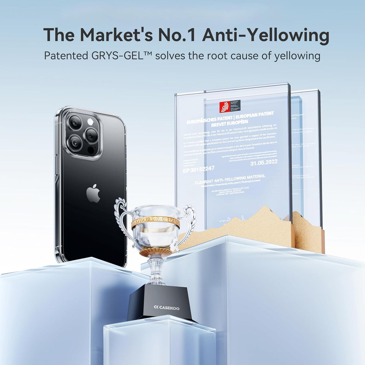 CASEKOO for iPhone Air Case, Crystal Clear, Patented Anti-Yellowing, Slim