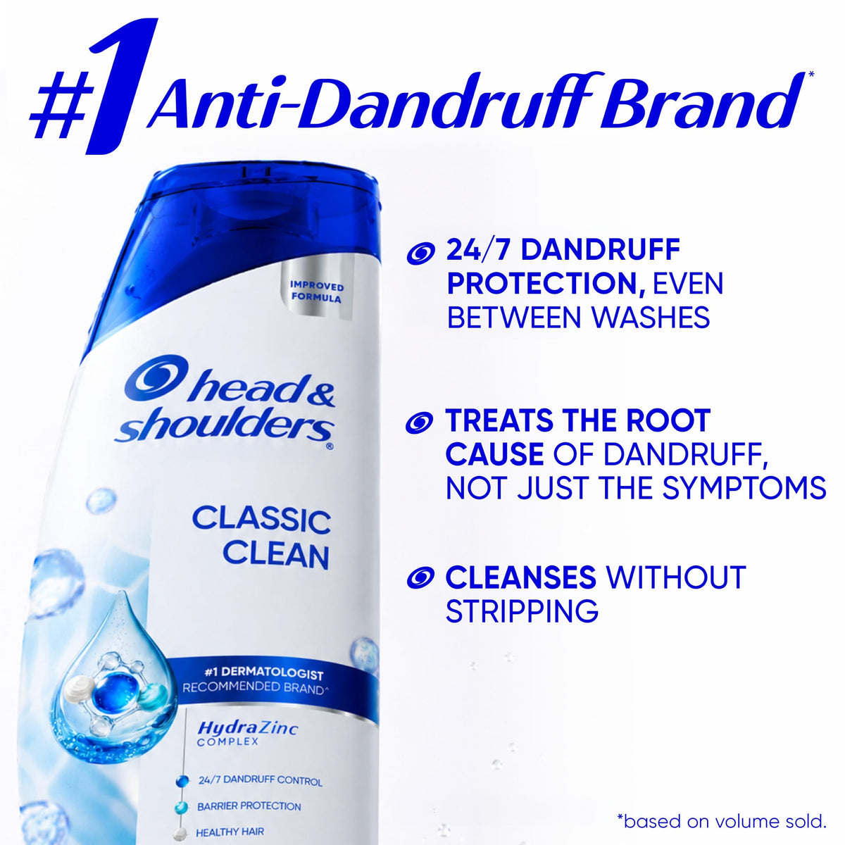 Head and Shoulders Classic Clean Anti-Dandruff 2 in 1 Paraben Free Shampoo and Conditioner, 32.1 fl oz