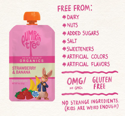 Pumpkin Tree Peter Rabbit Organics, Banana, Mango, and Kale, 4 Squeeze Pouch, Mango, Broccoli & Kale, 4.4 Ounce (Pack of 10)
