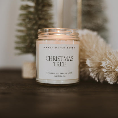 Sweet Water Decor Christmas Candle Gift, Holiday Scented 9oz Clear Jar
