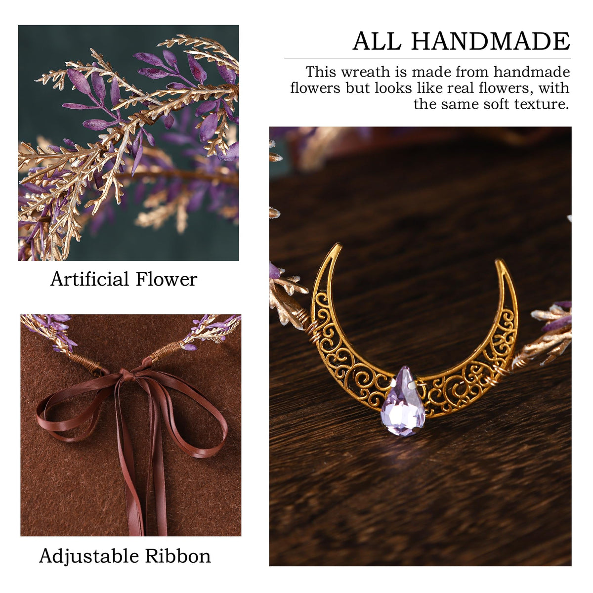 MOSTORY Renaissance Fairy Flower Crown, Woodland Elf Crown Headpiece