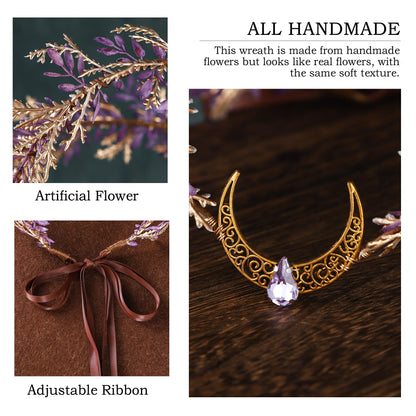 MOSTORY Renaissance Fairy Flower Crown, Woodland Elf Crown Headpiece