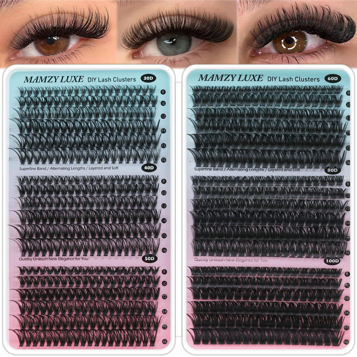Lash Clusters Wispy 60D Eyelash Clusters 10-18mm Fluff Cluster Eyelash Extensions D Curl No Plastic Feel Individual Lashes Extension 240 Pcs Versatile False Eyelashes Clusters