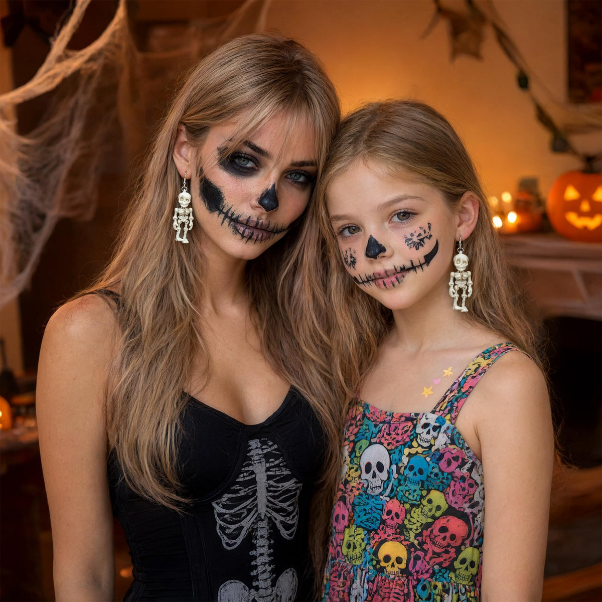 Halloween 3D Skeleton Skull Earrings BOO Ghost Earrings for Women