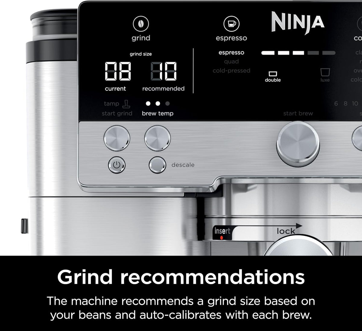 Ninja R-ES601 Luxe Café Premier Series Espresso Machine, Drip Coffee, Cold Brew, Grinder, Tamper, Frother, Silver (Renewed)