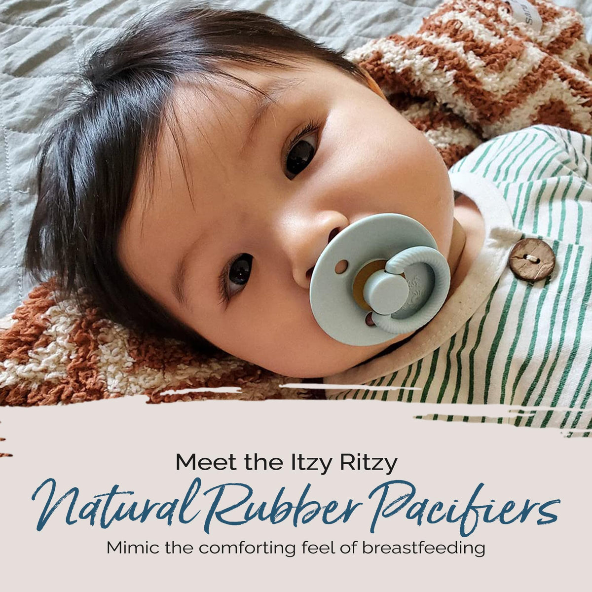 Itzy Ritzy Natural Rubber Pacifiers for 0–6 Mos, Set of 2, Blossom/Rosewood