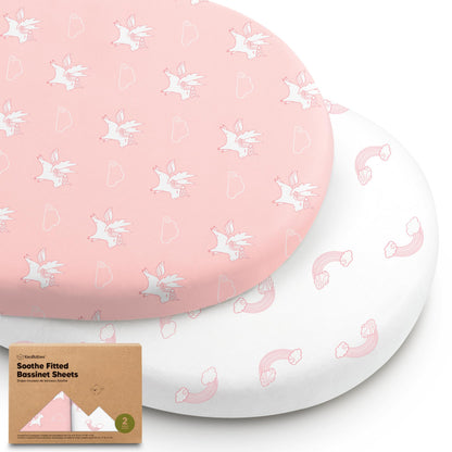 2pk Organic Baby Bassinet Sheets Boys, Girls, Fitted Sheet (Soft White)
