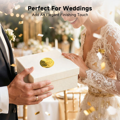 Thank You Stickers, 100 PCS Black Wedding Stickers with Gold Foil