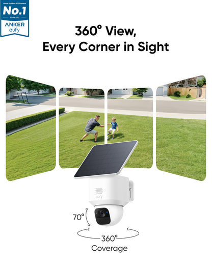 eufy Security SoloCam E30, 2K Solar Security Camera, 360° AI Tracking