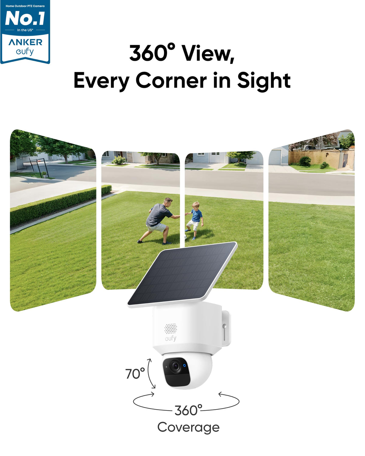 eufy Security SoloCam E30, 2K Solar Security Camera, 360° AI Tracking