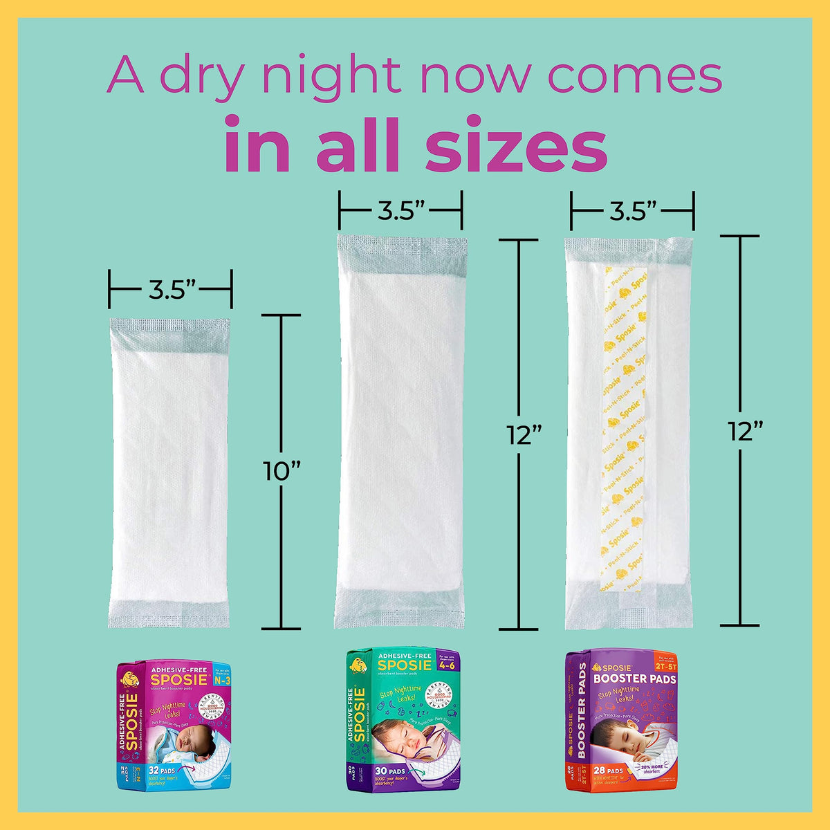 Sposie Overnight Diaper Booster Pads, Stop Diaper Leaks, Size 4-6, 90 Ct