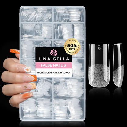 UNA GELLA Short Sharp Square Nail Tips 504pcs X-Soft Flat Square Nails