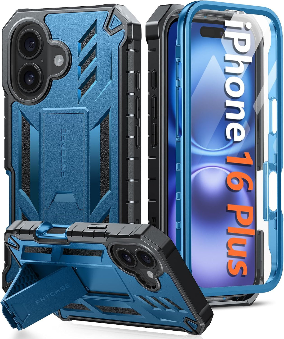FNTCASE for iPhone 16 Case with Belt Clip and Built-in Screen Protector