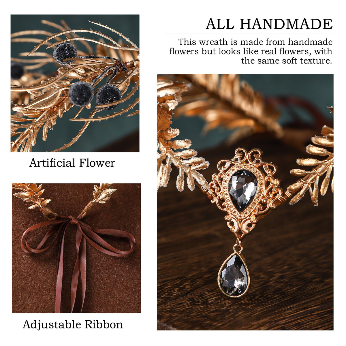 MOSTORY Renaissance Fairy Flower Crown, Woodland Elf Crown Headpiece