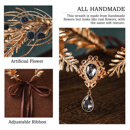 MOSTORY Renaissance Fairy Flower Crown, Woodland Elf Crown Headpiece