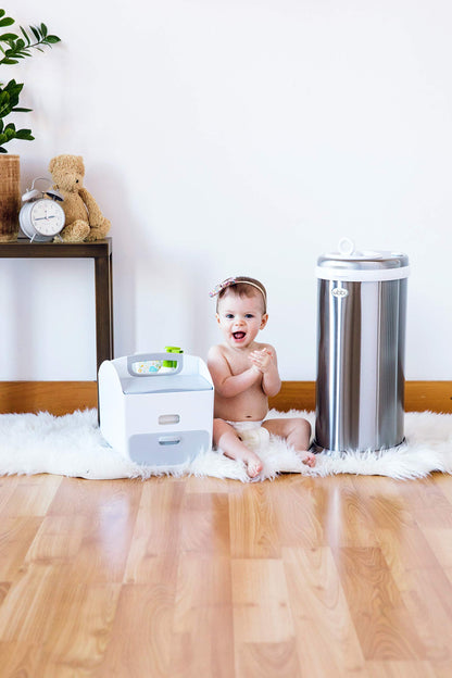 Ubbi Stainless Steel Diaper Pail, No Special Bags, Odor-Locking, White