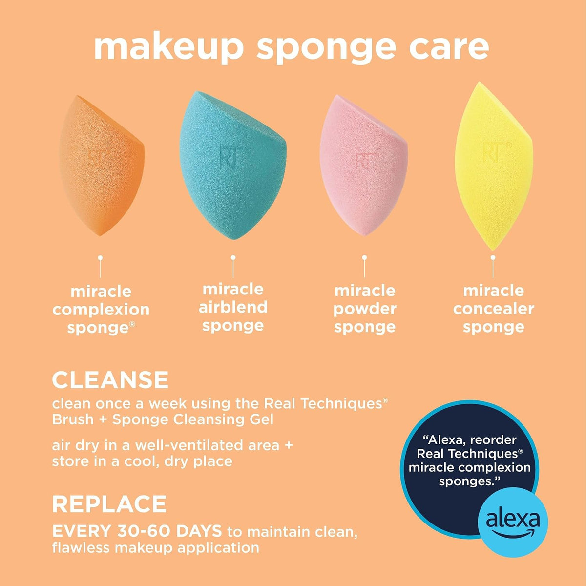 Real Techniques Mini Miracle Complexion Sponge for Makeup, 4 Count